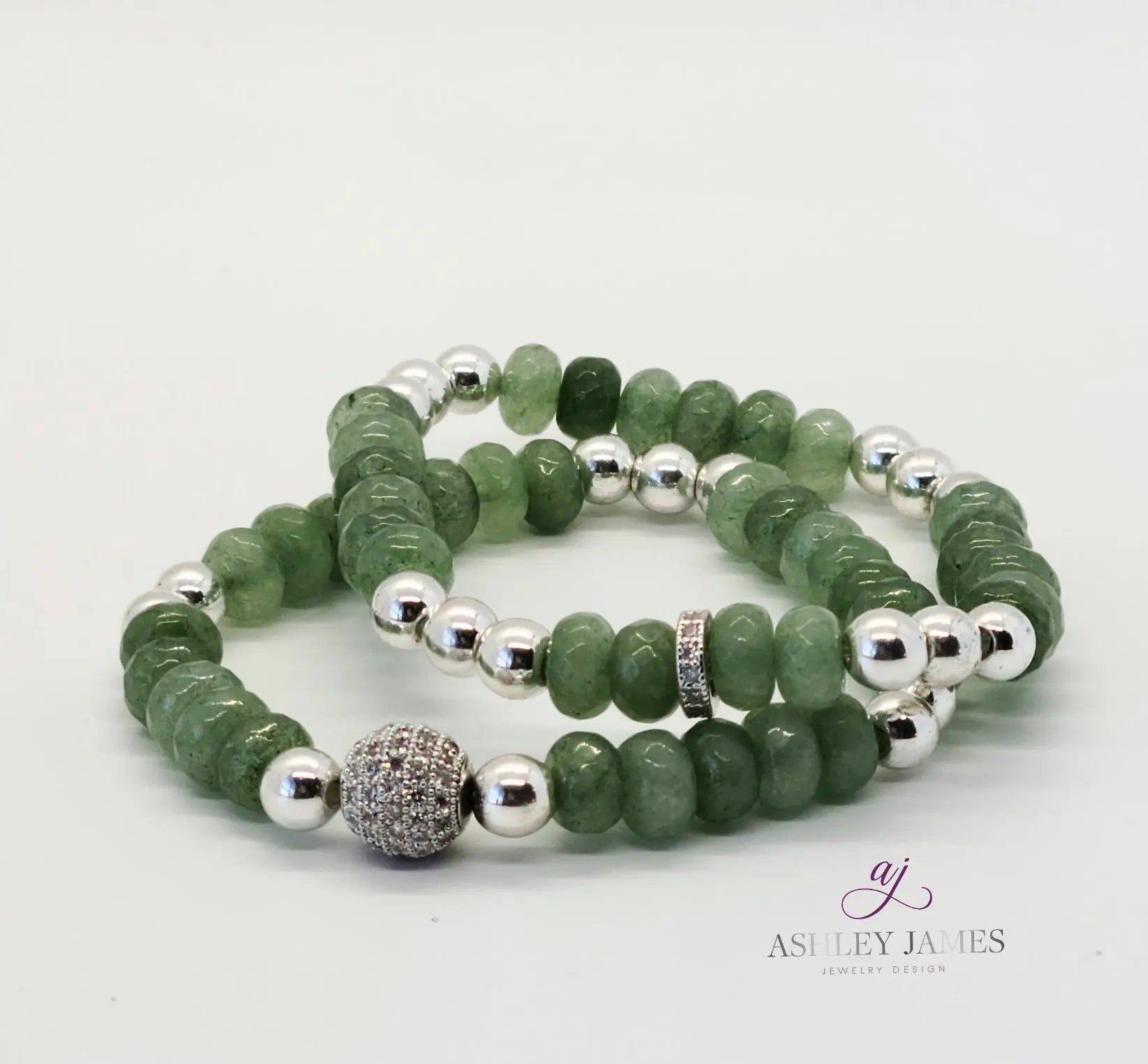 Green Aventurine Gemstone Estella Bracelet Set - Ashley James Jewelry Design