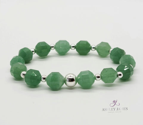 Green Aventurine Gemstone Prism Power Bracelet (Confidence) - Ashley James Jewelry Design