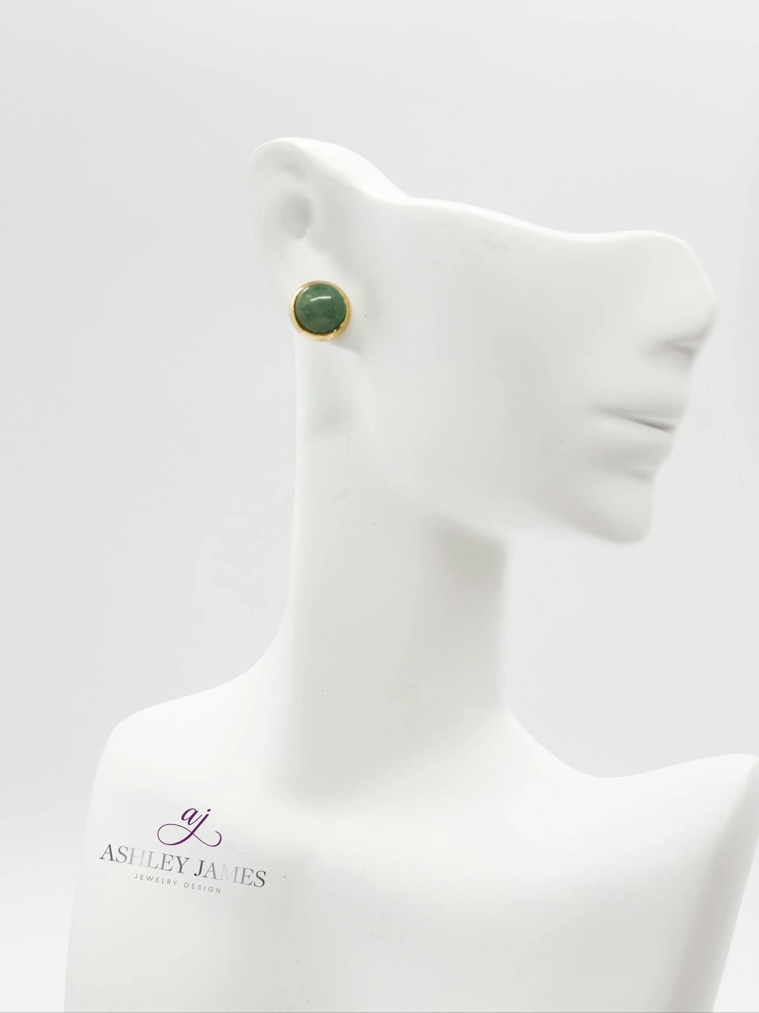 Green Aventurine Gemstone Stud Earrings - Ashley James Jewelry Design