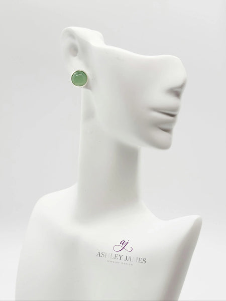 Green Aventurine Gemstone Stud Earrings - Ashley James Jewelry Design