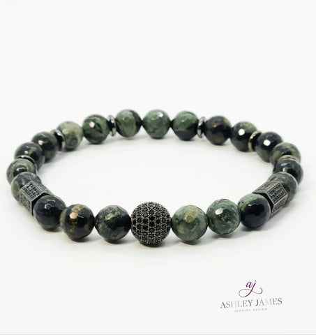 Green Jasper Wade Men's Bracelet - Ashley James Jewelry Design