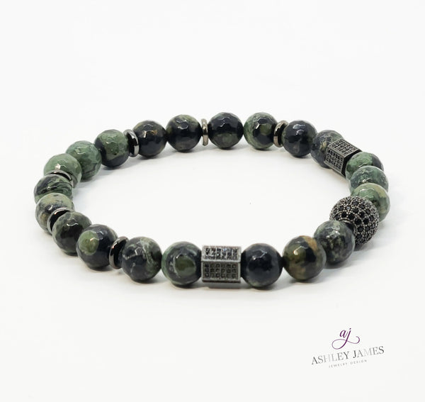 Green Jasper Wade Men's Bracelet - Ashley James Jewelry Design