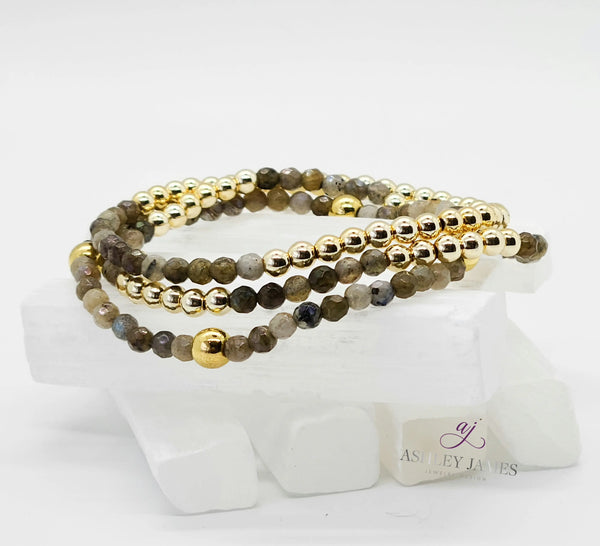 Heavy Metal Gemstone Bracelet Trio Ashley James Jewelry Design