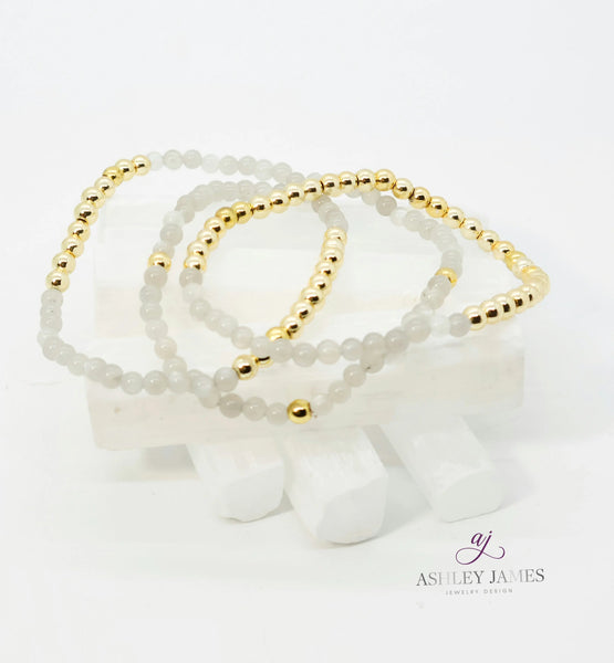 Heavy Metal Gemstone Bracelet Trio Ashley James Jewelry Design