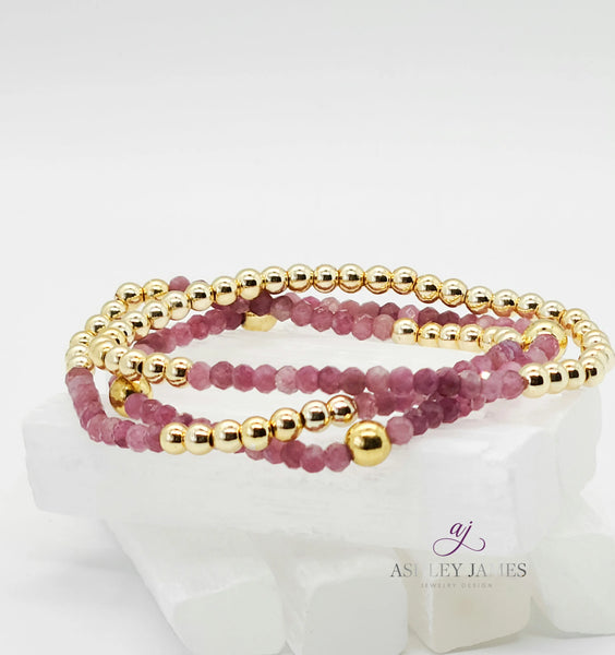 Heavy Metal Gemstone Bracelet Trio Ashley James Jewelry Design