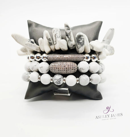 Howlite Gemstone Bracelet Set - Ashley James Jewelry Design