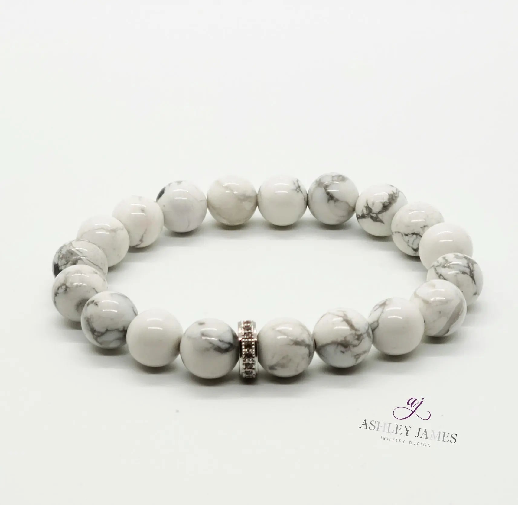 Howlite Gemstone Halo Bracelet - Ashley James Jewelry Design