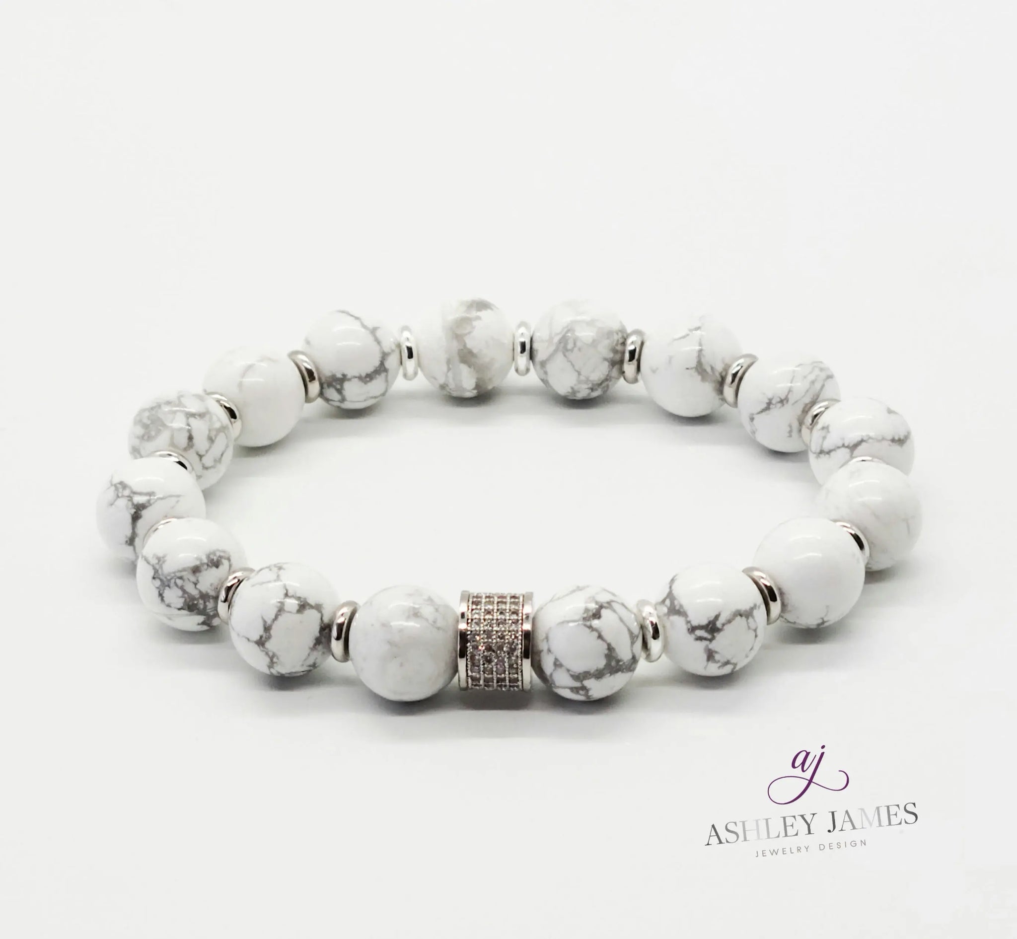 Howlite Gemstone Infinity Bracelet - Ashley James Jewelry Design