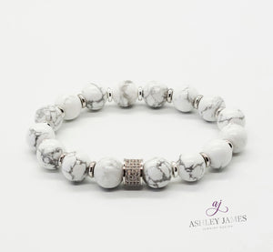 Howlite Gemstone Infinity Bracelet - Ashley James Jewelry Design