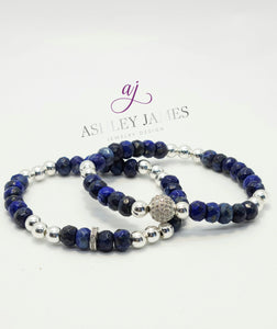 Lapis Lazuli Gemstone Estella Bracelet Set - Ashley James Jewelry Design