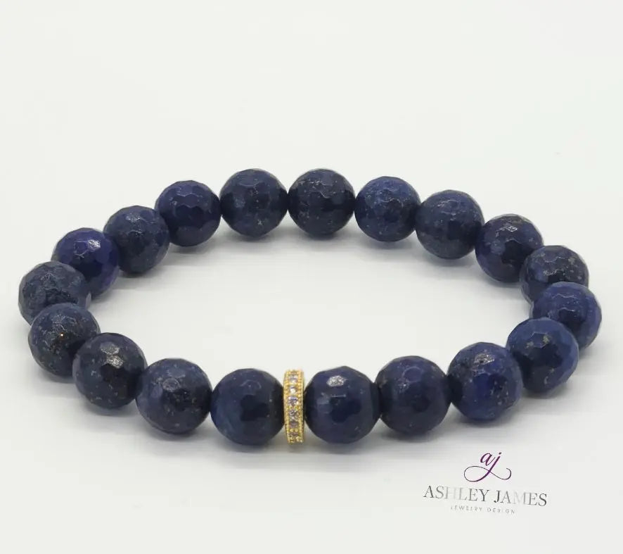 Lapis Lazuli Gemstone Halo Bracelet - Ashley James Jewelry Design