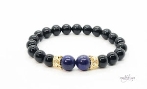 Men's Black Onyx and Lapis Lazuli Bracelet Ashley James Jewelry Design