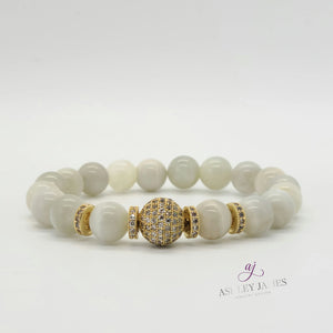 Moonstone Gemstone Disco Rondelle Bracelet - Ashley James Jewelry Design