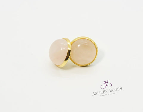 Rose Quartz Gemstone Stud Earrings - Ashley James Jewelry Design