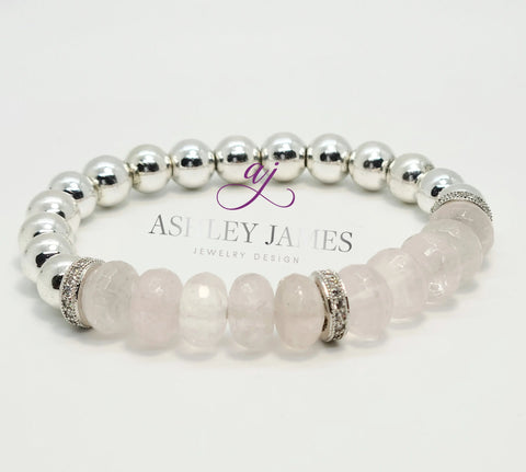 Rose Quartz Gemstone Ursa Major Bracelet - Ashley James Jewelry Design