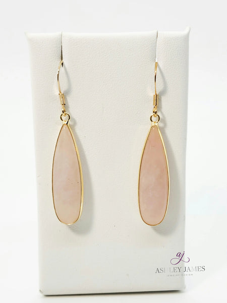 Rose Quartz Long Drop Earrings - Ashley James Jewelry Design