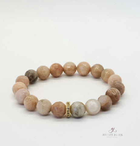 Sunstone Gemstone Halo Bracelet - Ashley James Jewelry Design